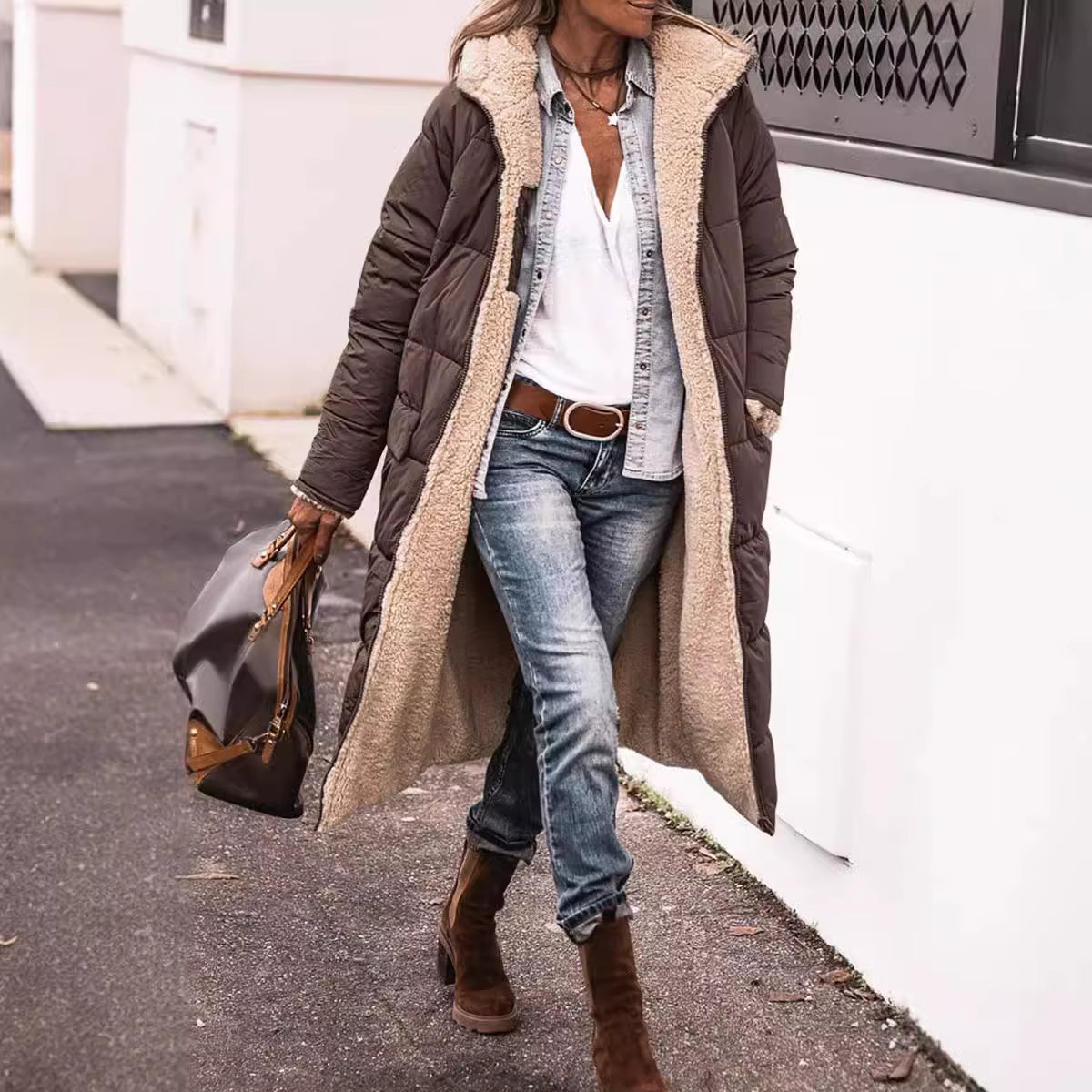 Louise Boutique - Manteau d'hiver double face en laine