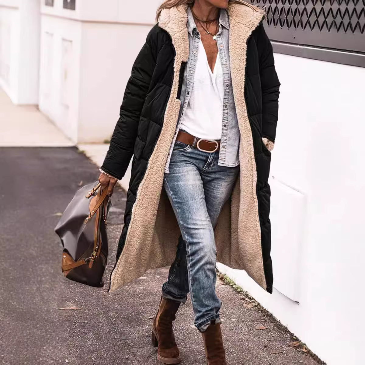 Louise Boutique - Manteau d'hiver double face en laine