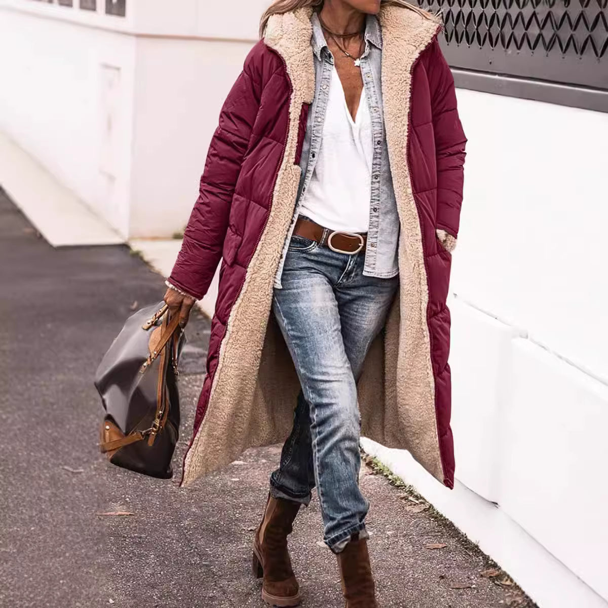 Louise Boutique - Manteau d'hiver double face en laine